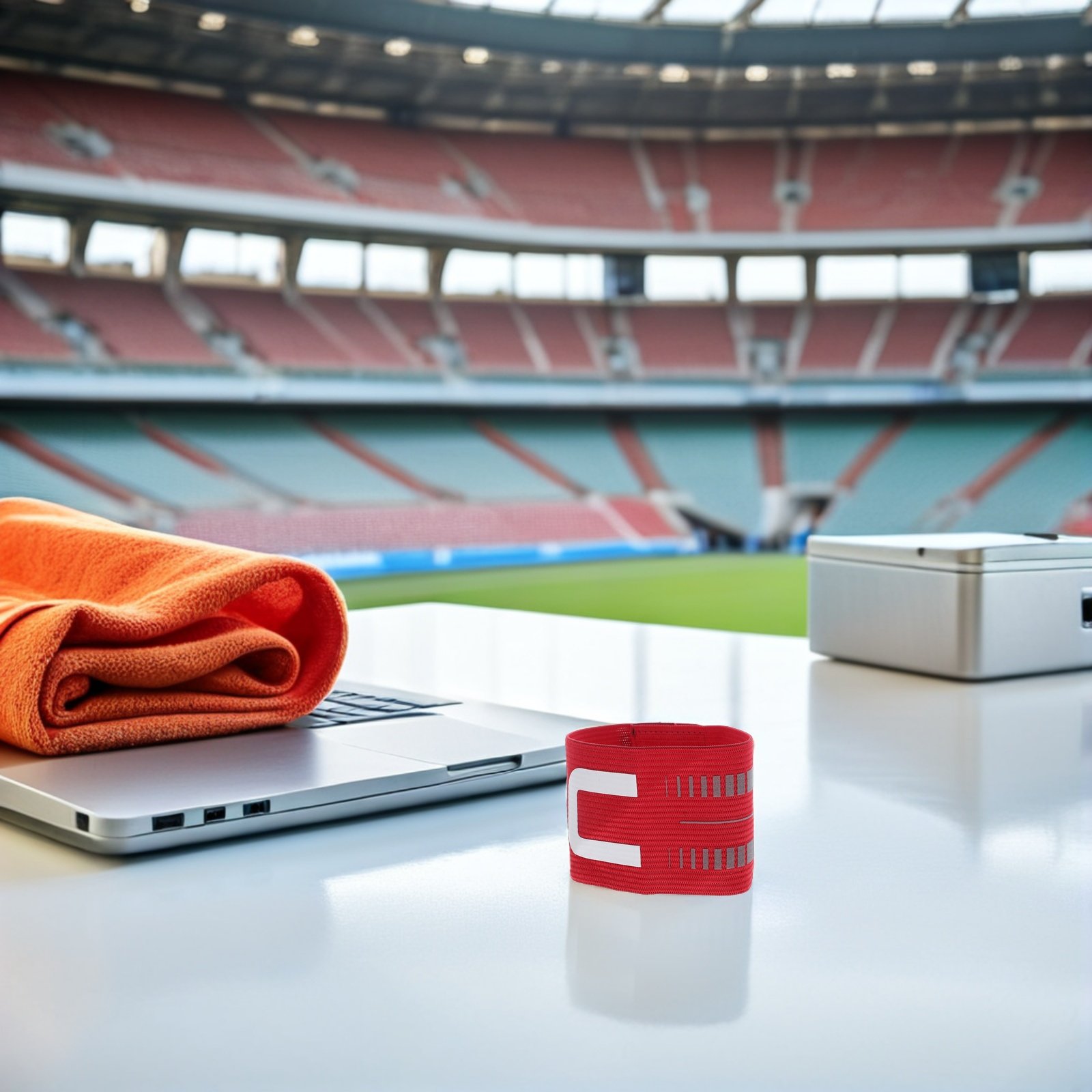 Team Sports - Fußball-Kapitänsbinde, elastisch, verstellbar, C-Mark-Design, hohe Sichtbarkeit,