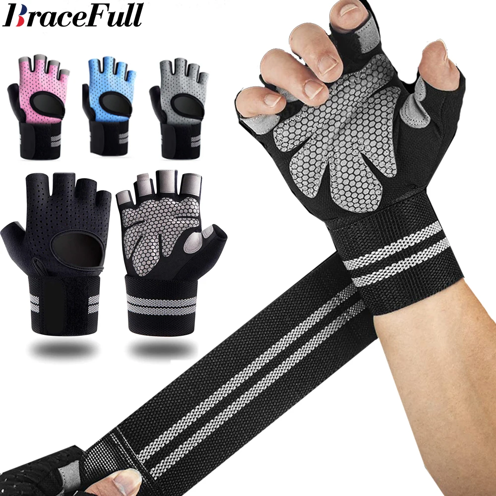 Wrist Wraps Weightlifting Support - 1 Paar Halbfinger-Fitness handschuhe mit Handgelenk